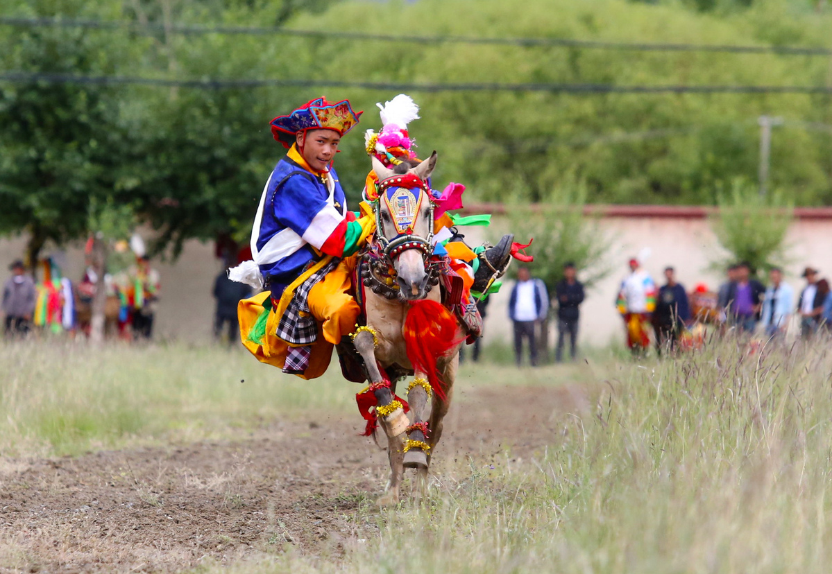 Tibet celebrates Wangguo Festival with horse race