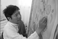 Painter blazing trail for thangka