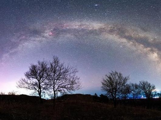 When flowers meet the milky way in NE China