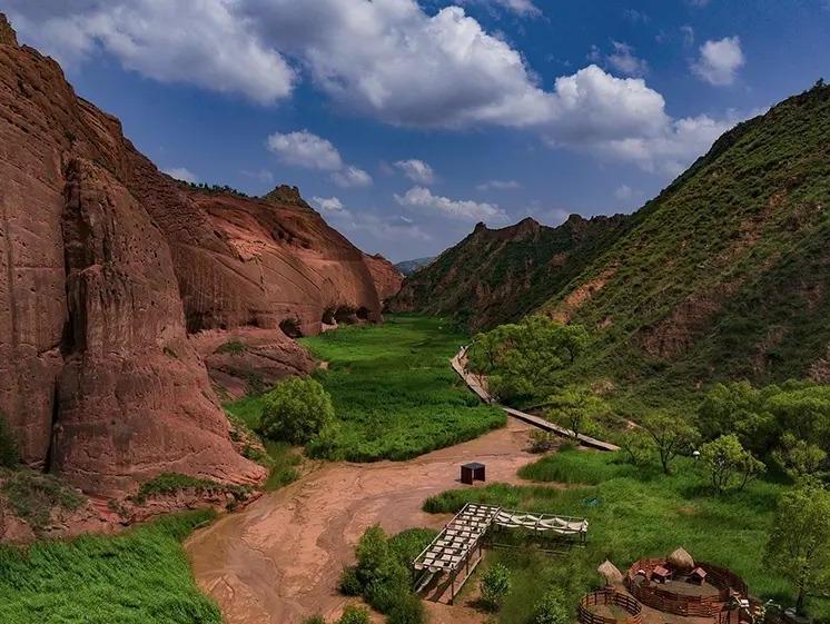 Beautiful scenery of Danxia landform after rain in NW China's Shaanxi