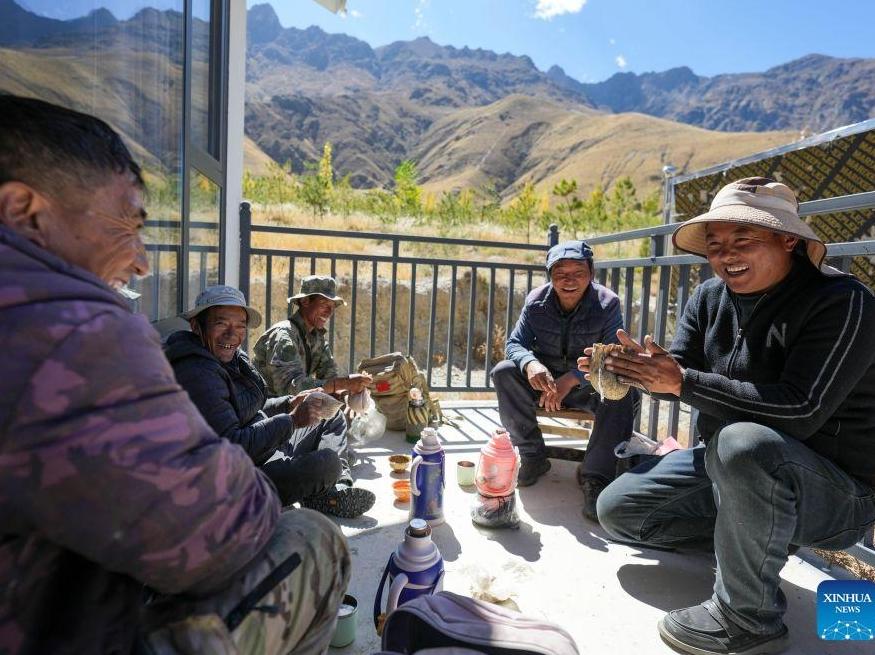 Workers prepare for winter irrigation in Shannan section of afforestation project in China's Xizang