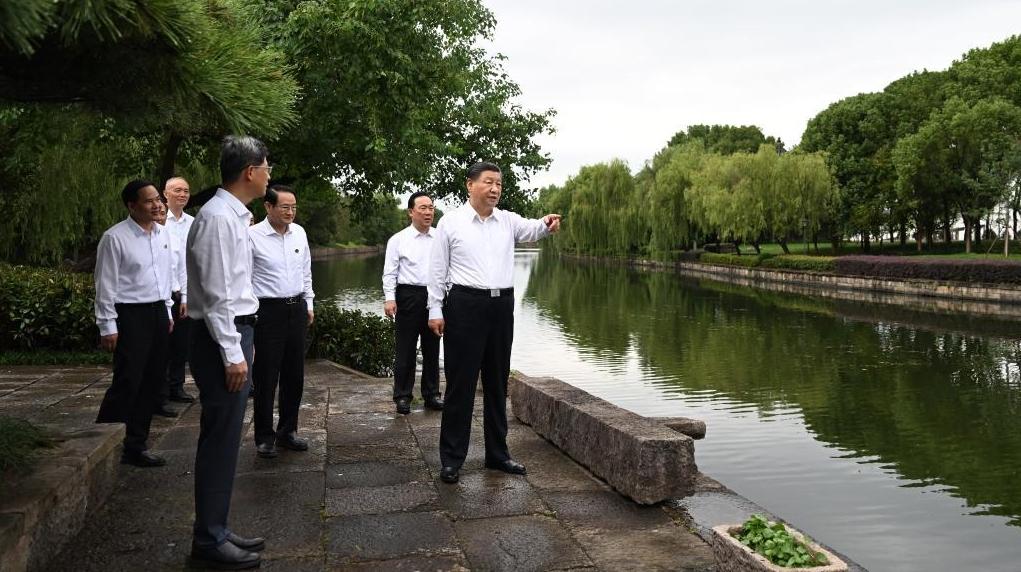 Xi inspects Shaoxing in east China's Zhejiang Province