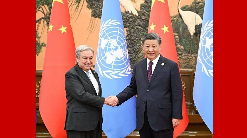 (BRF2023) Xi meets Guterres, pledging to work with UN for world peace, development