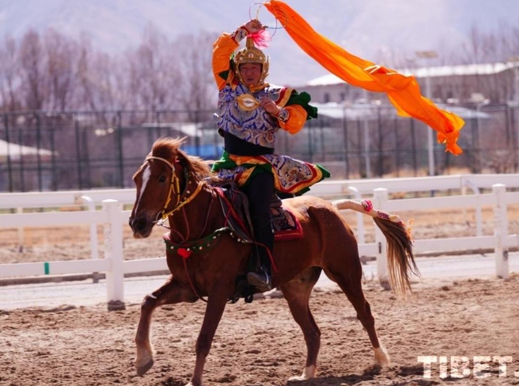 The Traditional Ethnic Equestrian Performance Was Held in Lhasa, Xizang