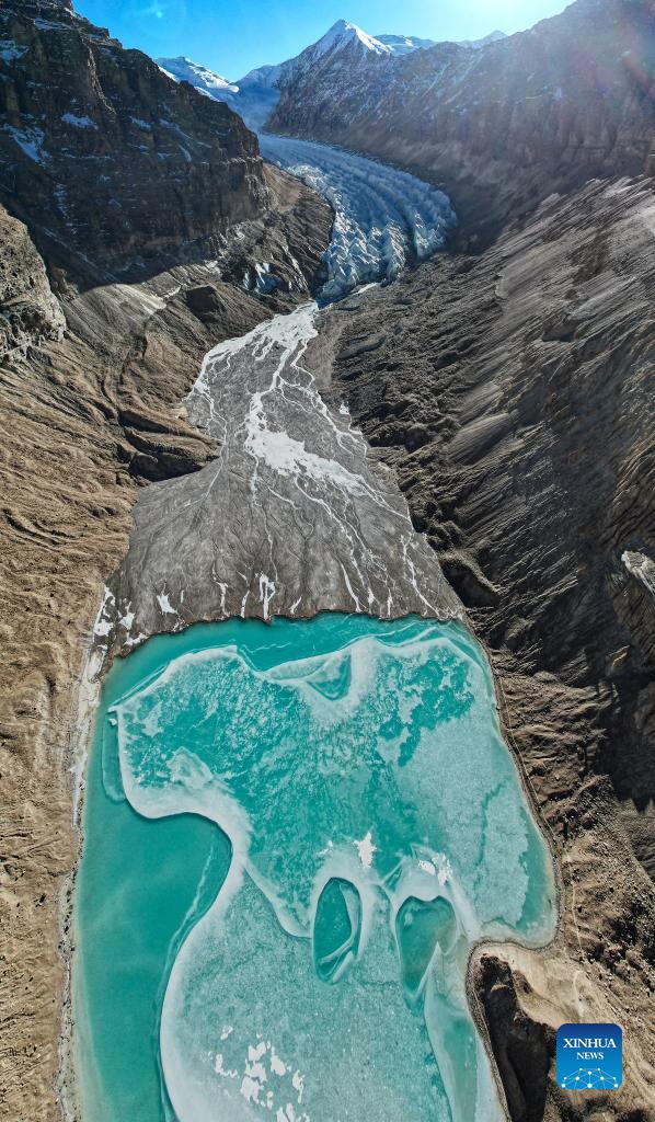 Aerial view of mysterious Qoidenyima Glacier in SW China's Tibet