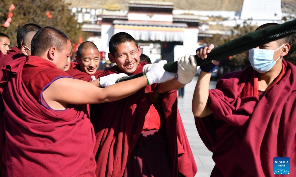 Ceremonial event held at monastery in Tibet