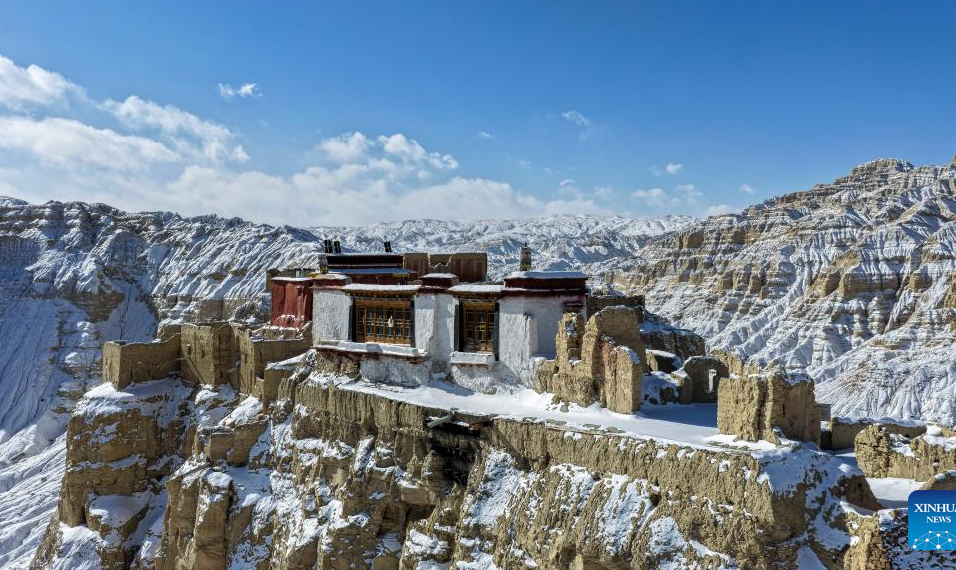 Snow scenery of ruins of Guge Kingdom in Zanda county, Xizang
