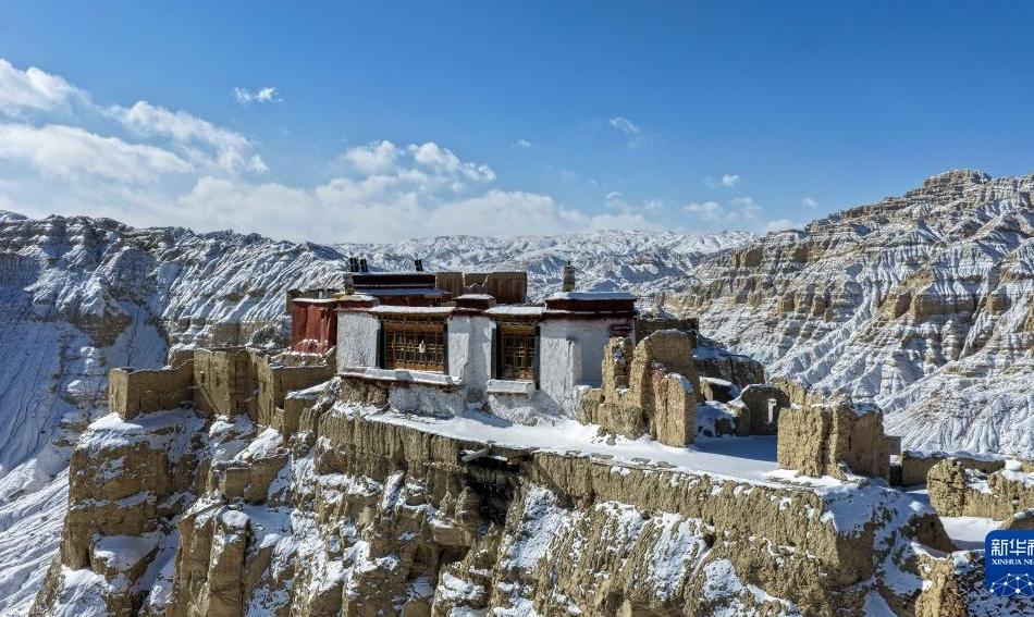 Tsada, Xizang: The site of Guge Kingdom after snow is picturesque​